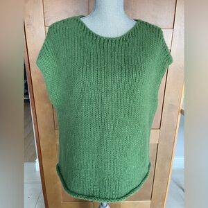 V de Vinster Avocado Green Alpaca/Wool Blend Hand-Knit Vest, Medium